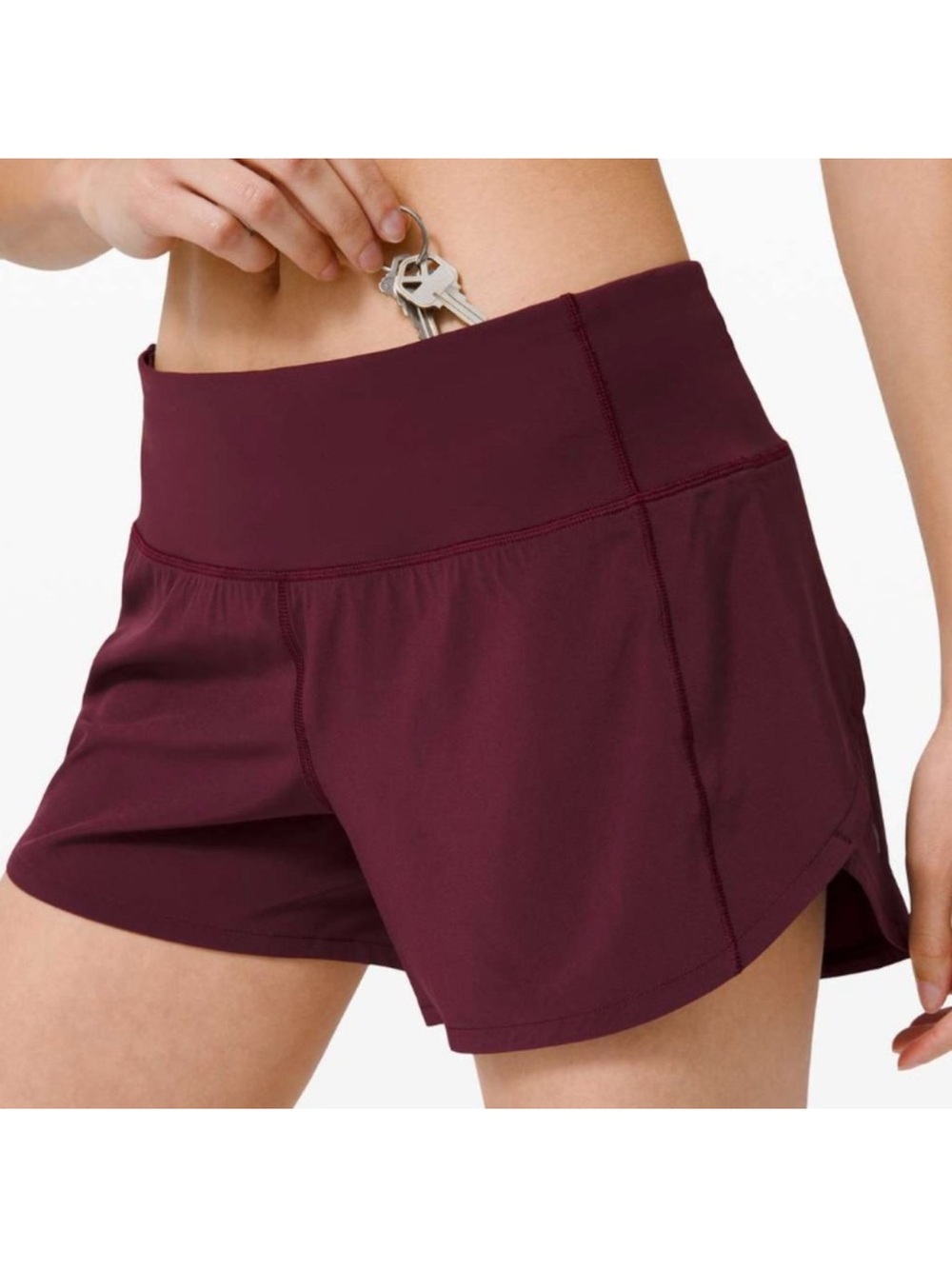 Lululemon Speed Up Short Long *4" Updated Fit Size 10 Burgundy Lined